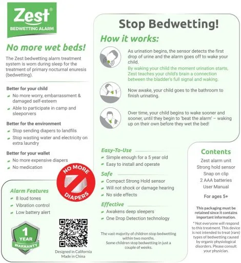 zest bedwetting alarm back zest bedwetting alarm back