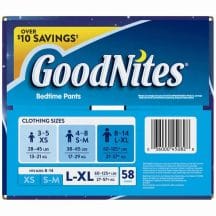 goodnites sizes 1