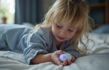 Child using a bedwetting alarm 1
