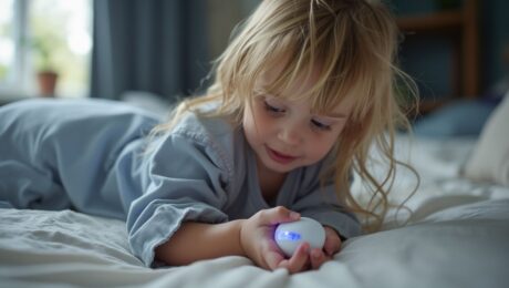 Child using a bedwetting alarm 1